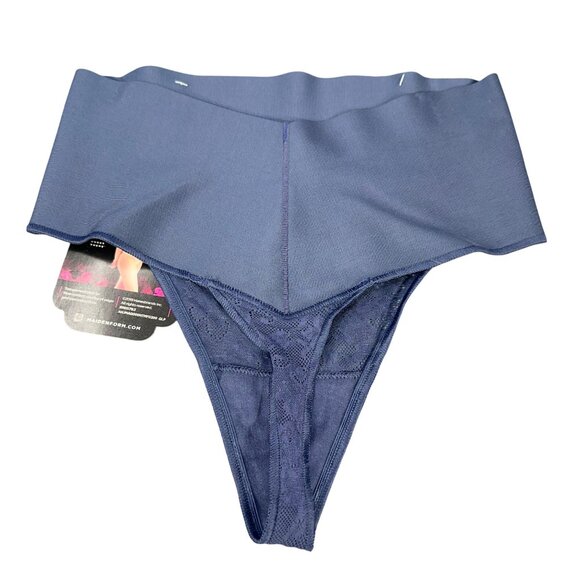 Maidenform Womens Size Medium Shaper Thong Firm Control Lace Navy Blue New - Picture 2 of 10